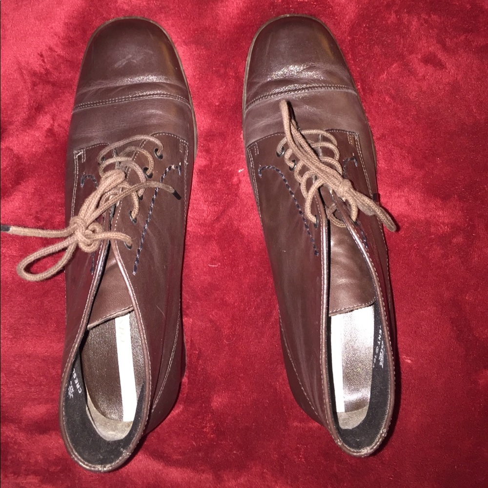 Brown leather boots